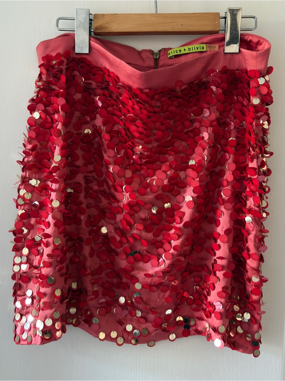 alice + olivia Red Sequin Mini Skirt